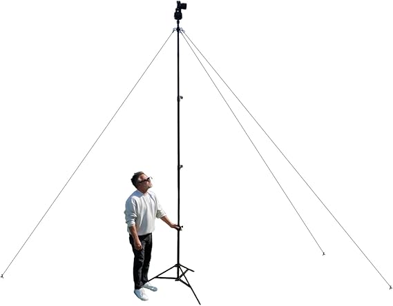 Glide Gear TST 12 12-Foot Tripod Stand Air-Cushioned Telescoping Sections, Heavy-Duty Aluminum Construction, Adjustable Height, Supports Cameras Up to 4 lbs - Stabilization Kit Included