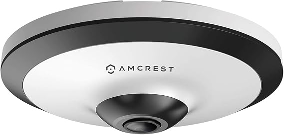 Amcrest Fisheye IP POE Camera, 360 Panoramic 5-Megapixel POE IP Camera, Fish Eye Security Indoor Camera, IVS Features and People Counting, MicroSD Recording, IP5M-F1180EW-V2 (White)