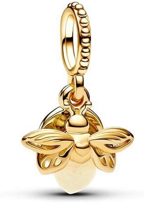CIlight Glow-in-the-Dark Firefly Pendant Dangle 925 Sterling Silver Charms Fit for Bracelet Jewelry Gifts for Women