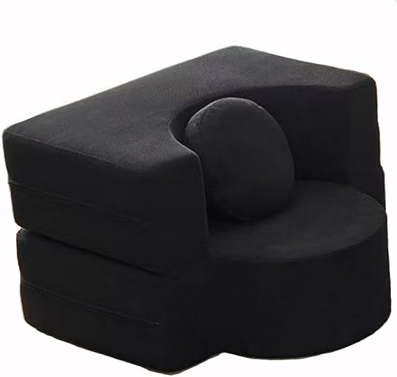 Compression Sofa Convertible Floor Bed Sleeper Loveseat Corduroy Mattress Fold Out Comfy Lounge for Living Room Functional Memory Foam with Armrest Couch Small Spaces Guest Bed(100cm/39 in,Black)