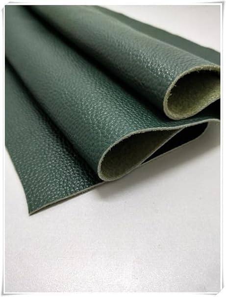 Leathercloth Material,Leather Fabric,Genuina Cowhide Skin Green Top Layer Lychee Leather Fabric Whole Cut Make DIY Upholstery Sofa Chair(Dark Green,60x60cm)