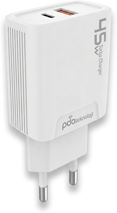 PDAteknoloji 45 watt USB + Type-C PD Hızlı Şarj Başlık Adaptör Fast Turbo Qualcomm 3.0 (Yerli Üretim) (45w Çift Giriş)