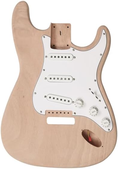 DIY 6 String ST Style Electric Guitar Kits with Mahogany Body, Maple Neck and Accessories