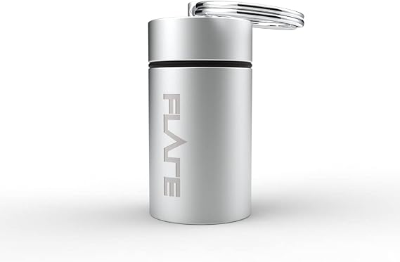 Flare Audio Large Capsule - Lightweight Aluminium with a Keychain for Ear Plugs - Earphones and Hearing Devices - Water-Proof Protection - Travel Accessories - Silver