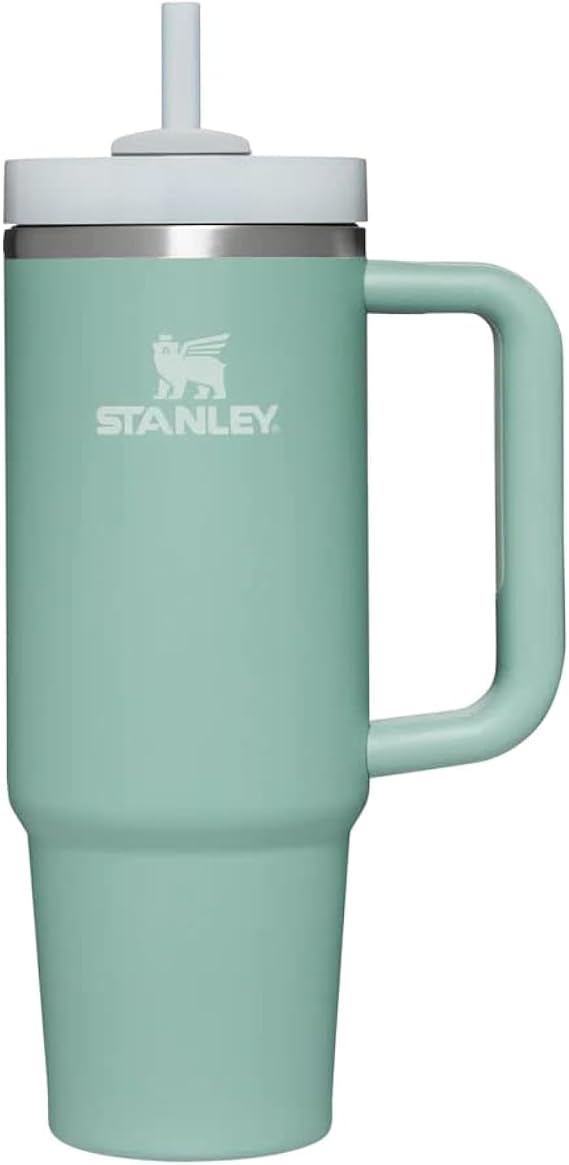 STANLEY Adventure Eucalyptus 30oz - Reusable Vacuum Quencher Tumbler with Straw, Leak Resistant Lid, Insulated Cup, Maintains Cold, Heat, and Ice for Hours