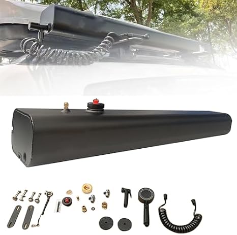 Self-Pressurized Portable Water Tank for Camping Showers - Bumper, Bed, or Roof Rack Mount - Ideal Overland Shower Solution for Trucks & Off-Road Vehicles
