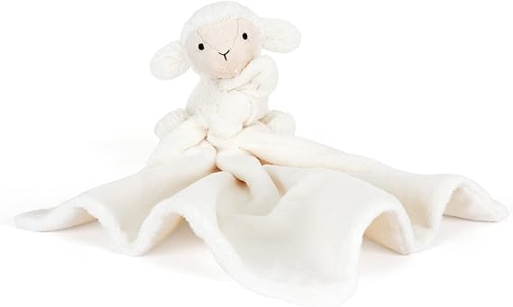 Jellycat Bashful Lamb Soother, 13.5 inches - Security Blanket & Lovey for Babies - Baby Gift
