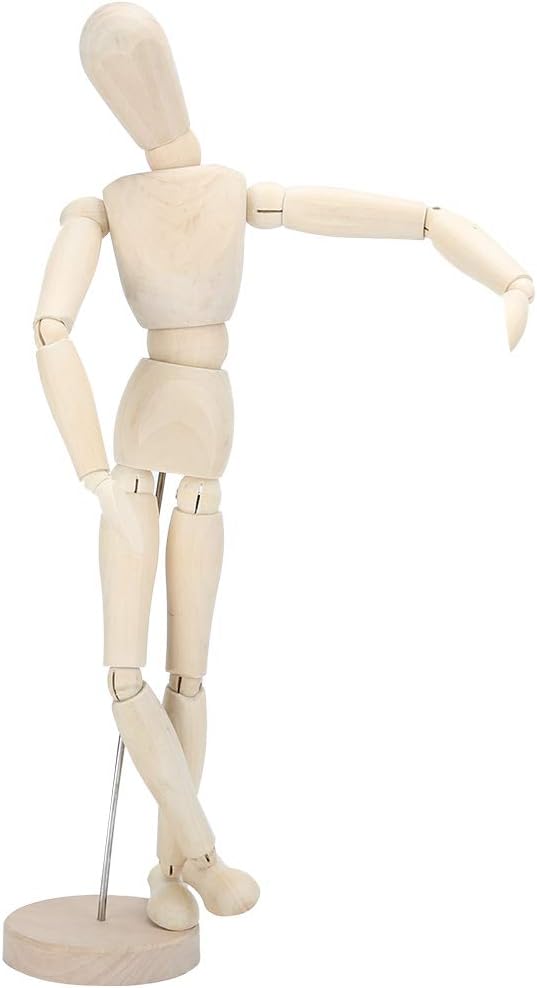 Wooden Manikin, 16.9'' Wooden Mannequin Artist Manikin with Stand, Flexible Solid Wood Joint Doll for Sketching Drawing Painting Home Office Desk Decoration