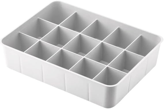 Lidless Cabinet Interior 15 Compartment Drawer Organizer Plastic Hobby Box Jewelry Makeup Storage Container Organizer (White, 2 Pieces)