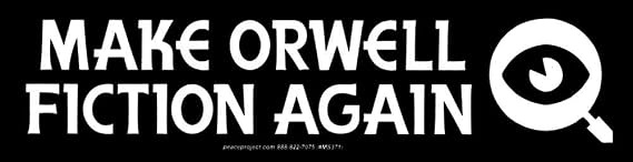 Peace Resource Project Make Orwell Fiction Again - Small Bumper Sticker or Laptop Decal (8.375" X 2.25")