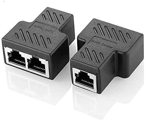Splitter Adapter, Minriu 1 to 2 Ethernet Splitter Coupler LAN Ethernet Network Adapter for Cat5 Cat6 Cat7 (2 Pack) Black 5