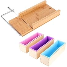 Soap with Wooden Box, 1200ML Silicone Soap for Soap Making, Flexible Rectangular Loaf Soap Silicone, DIY Tool for Soap Cake Making, Soap Cutter with Scale, Soap Making