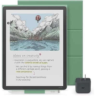 Kindle Scribe Essentials Bundle - Amazon Kindle Scribe Colorsoft (32GB) - Graphite, Premium Pen, Plant-Based Leather Folio Cover-Graphite, Power Adapter