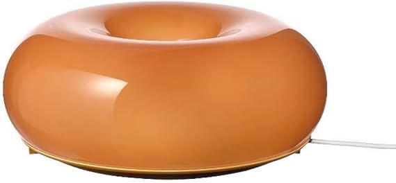 Orange Glass Table Lamp Donut Atmosphere Lamp Nordic Round Desk Light 12W LED Bedside End Table Lamps Desktop Nightstand Lights for Living Room, Bedroom, Dining Room