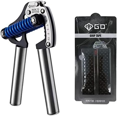 GD Iron Grip 70(S)+Grip Tape(Black), Hand Grip Strengthener & Grip Tape Set, Non-Slip, Anti-blisters, Hand Grip Trainer, Wrist Strengthener, Hand Exerciser