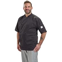 Mercer Culinary M61022WH4X Genesis Men's Short Sleeve Chef Jacket with Cloth Knot Buttons, 4X-Large, White