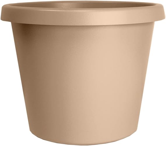 The HC Companies Prima Round Plastic Plant Pot w/Rolled Rim - Lightweight & UV Resistant Flower Pot for Herbs & More - Outdoor & Indoor Plant Pots w/Drainage (16 inch, Sandstone, Pack of 1)