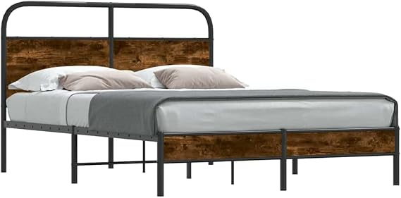 vidaXL Bed Frame Without Mattress 140x200 cm Smoked Oak Engineered Wood