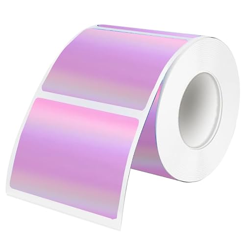 2 Circle Holographic Thermal Label Stickers 40mm x 30mm 230 StickersRoll,Compatible with Phomemo, Munbyn, Rollo, Xprinter,Marklife for Barcode, Price Tags, Shipping Purple, 1.57 x 1.18