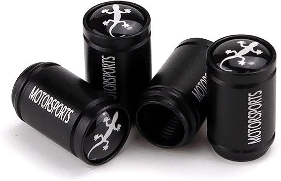 4 Pcs/Set Car Styling Aluminum Alloy Gecko Style Car Tire Valve Caps Wheel Tires Tire Stem Air Cap Airtight Covers (Black)