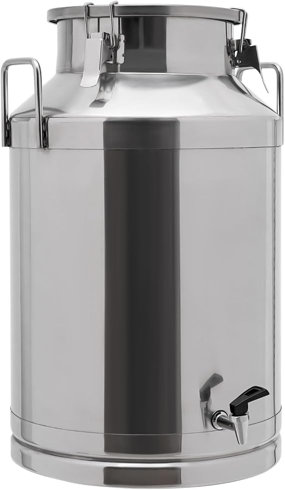 60L Stainless Steel Milk Can, 15.85 Gallon Milk Bucket Water Pail Bottle, Milk Storage Barrel Tote Jug W/Silicone Sealed Lid & Faucet, Liquid Container Storage Tank For Wine/Coffee