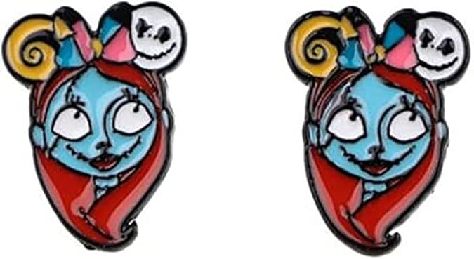 Nightmares Before Christmas Sally Face Metal Enamel Stud Earrings