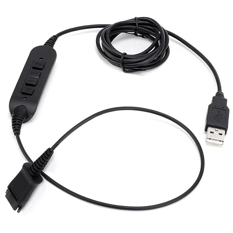 VT QD to USB Adapter Cable Compatible with 4-Pin Plantronic-Poly QD Headset with a Quick Disconnect with Volume Control and Mute Microphone/Speaker (PLT-QD-USB(02))