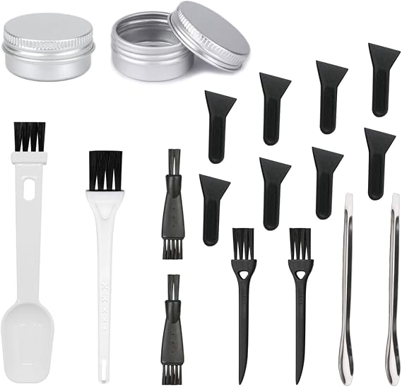 Pollen Scrapers Kit for Grinder - Spices Grinder Cleaning Kit includes 8Pcs Scraper, 6Pcs Cleaning Brush 2Pcs Metal Spoon and 2Pcs Metal Storage Jar