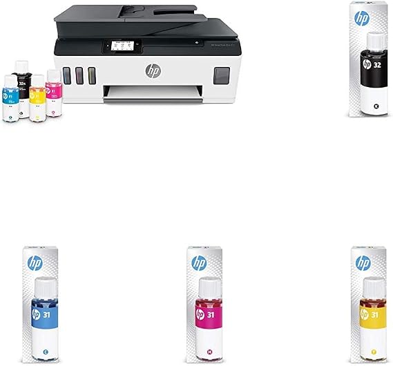 HP Smart -Tank Plus 651 Wireless All-in-One Ink -Tank Printer | up to 2 Years of Ink in Bottles | Auto Document Feeder | Mobile Print, Scan, Copy (7XV38A) with Additional Ink Bottles - 4 Colors