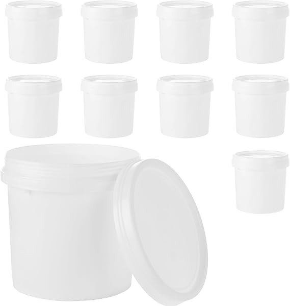 10 Pack Paint Buckets for Painting Empty Paint Cans Quart Plastic Paint Containers with Lids 2 Pint Plastic Paint Can 1/4 Gallon Paint Pail Small Paint Storage Containers for Leftover Paint
