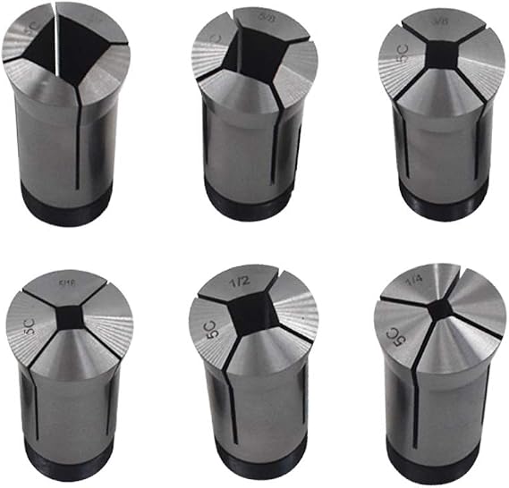findmall 5C Square Collet 6 PC Set 1/4", 5/16",3/8",1/2",5/8",3/4" Fit for Machining Turning