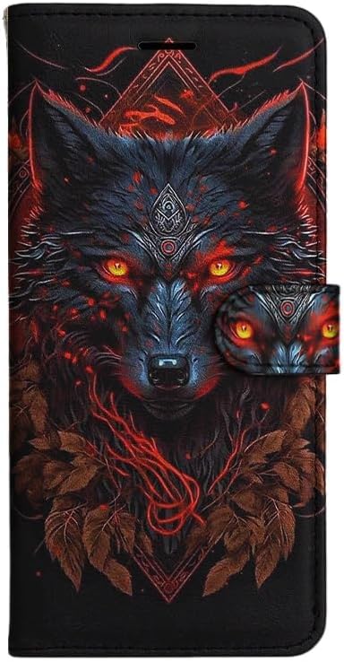 Phone Case for Google Pixel 9a Wolf P019 Design Magnetic Flip Wallet Case with Card Holder and Kickstand for Google Pixel 9a Shockproof Flip Case Cover