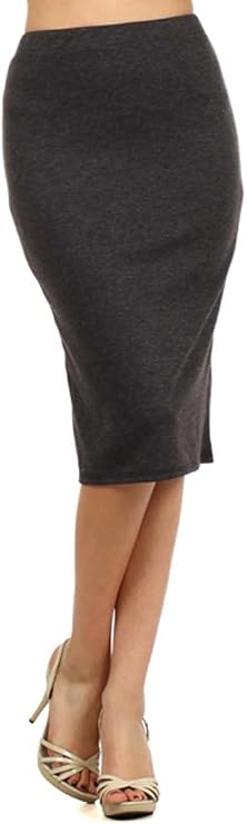 Private Label Women's Solid Pencil Skirt. Made in USA (L, Charcoal)
