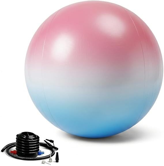 65cm Exercise Ball with Pump, Anti-Burst Non-Slip Stability Ball for Yoga Pilates Balance Workout Pregnancy and Physical Therapy Home Office Use
