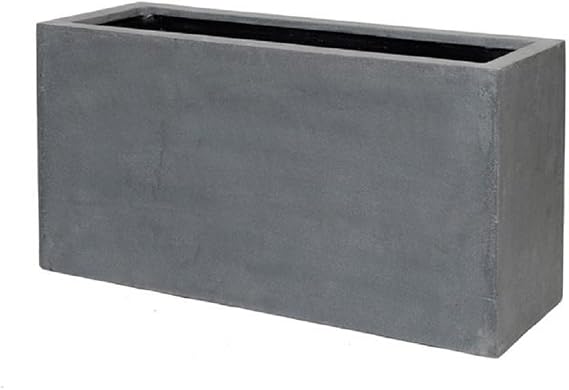 Pottery Pots Basic Fiberstone Modern Rectangular Planter Box - Grey Jumbo Flower Pot Sleek Balcony Garden Size: 20" H x 16" W x 39" L The Essentials Series