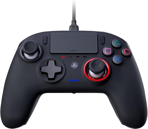 NACON PlayStation 4 Controller - Wired, USB-C, 4 Configurable Shortcut Buttons, Dual Concave Customizable Sticks, LED Player Status Indicator