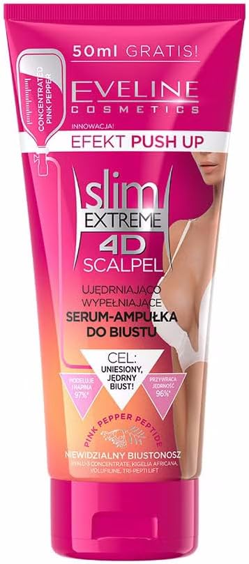Eveline Cosmetics Slim Extreme 4D Firming & Plumping Bust Serum Ampoule - Pink Peppercorn, Volufiline, Peptide Complex, Hyaluronic Acid - 175 ML