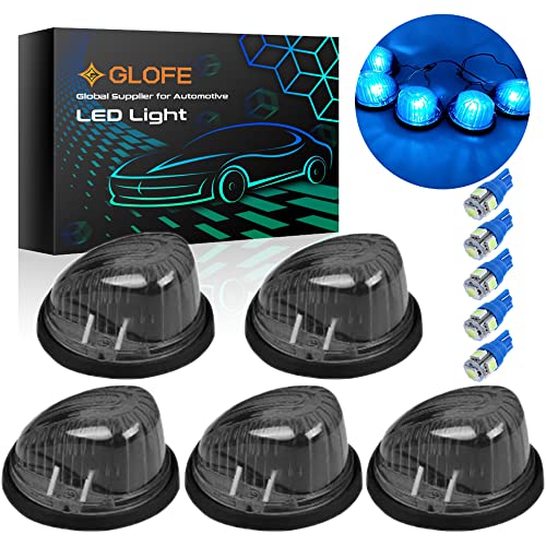 Roof Running Cab Marker Light Smoked Cover LensBase Compatible with CK Series 1977 1978 1979 1980 1981 1982 1983 1984 1985 1986 1987 Suburban and Blazer Pickup Truck  Ice Blue T10 LED Bulbs