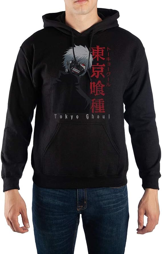 Bioworld Toyko Ghoul Hooded Sweatshirt with Japanese Text-X-Large Black