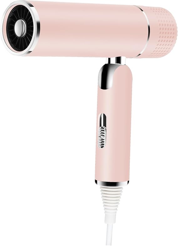 Foldable Hair Dryer with Diffuser, 1600W Ionic Professional Blow Dryer with Intelligent Constant Temperature for Women, Lightweight and Low Noise Portable Hairdryer for Travel