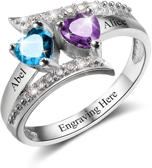 Customized Birthstone Ring for Women, Personalized Mothers Ring