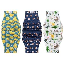 CuteBone Washable Dog Diapers Male with Snaps Reusable 3pcs a Pack Doggie Belly Band for Male Dogs Wraps KDM04M