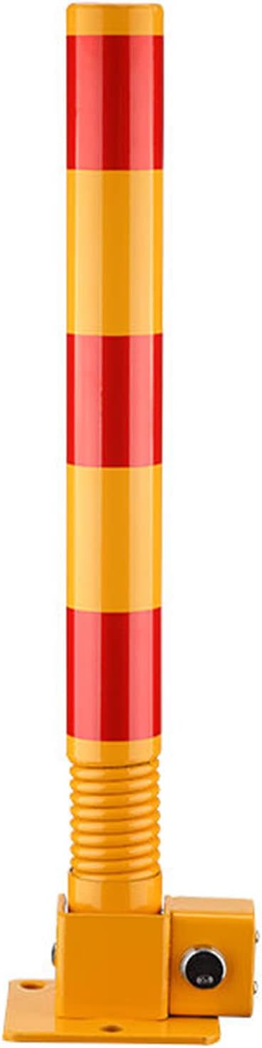 Spring Parking Post, Parking Barrier Parking Lock Folding Heavy Metal Parking Obstacle Pile with Warning Stripes, Parking Piles,Driveway Parking Interceptor Bollard, 3 Lock Keys