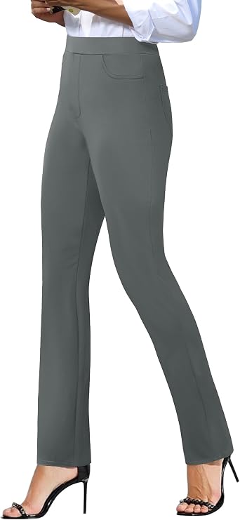 keriffe Women's Stretchy Yoga Dress Pants Straight Leg Work Office Slacks