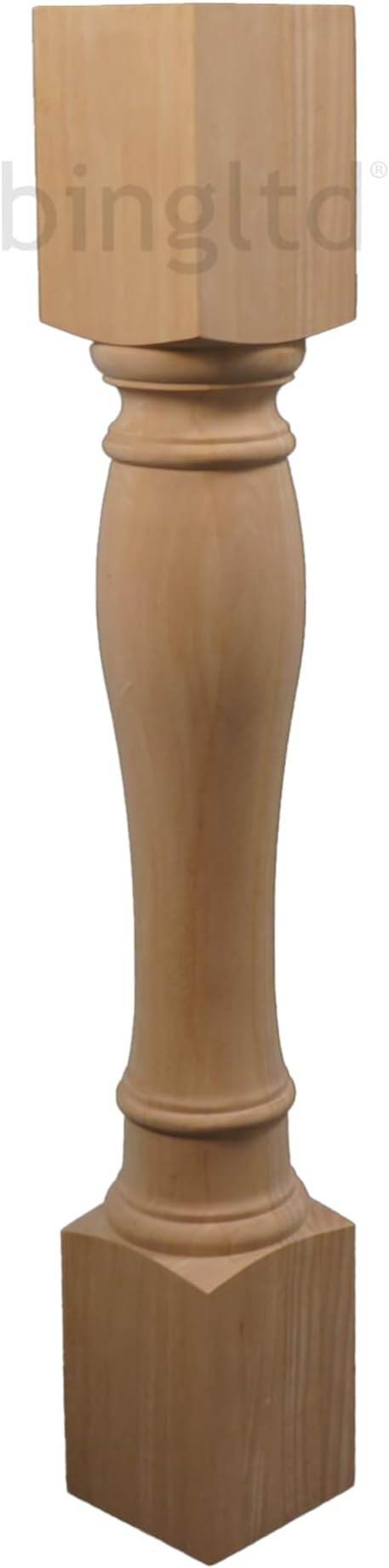 BingLTD - 35 1/2" Tall Turned/Round Unfinished Rubberwood Post - 1 PC (K535)