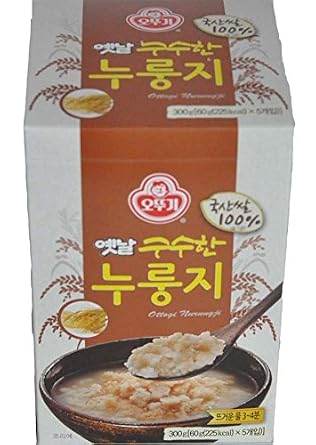 Ottogi Scorched Rice Chips Korean Nurungji Snack, 2.1oz (60g) 5 Packs, Crispy & Savory Traditional Rice Cracker
