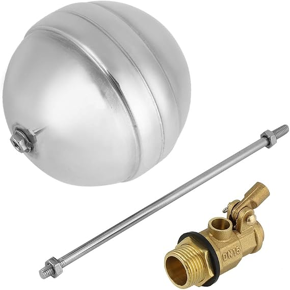 Oumefar Brass Float Valve DN15 G1/2 Male Thread Stainless Steel Float Ball Water Sensor Switch for Water Tank Toilet Pool Liquid Level Control
