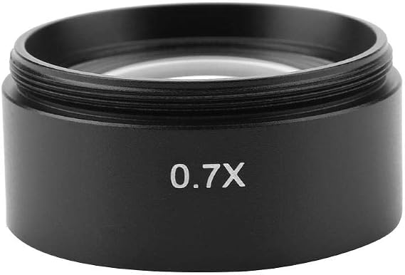 Thincol 0.7X Auxiliary Stereo Microscope Objective Lens, 48mm Mounting, Easy to Attach, Black, LED Light, Metal, Industry Video Microscope Accessory