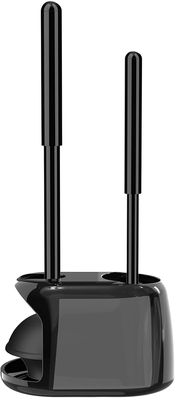 SetSail Toilet Brush and Plunger Set, Semi-Hidden Toilet Plungers, Black