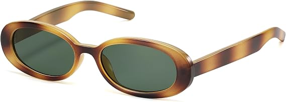 LIKSMU Oval Sunglasses for Women Vintage Retro Small 90s Trendy Sun Glasses